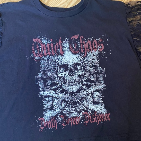 ⚰️⚰️”Death Before Dishonor” lace sleeves tee XL - Picture 5 of 16